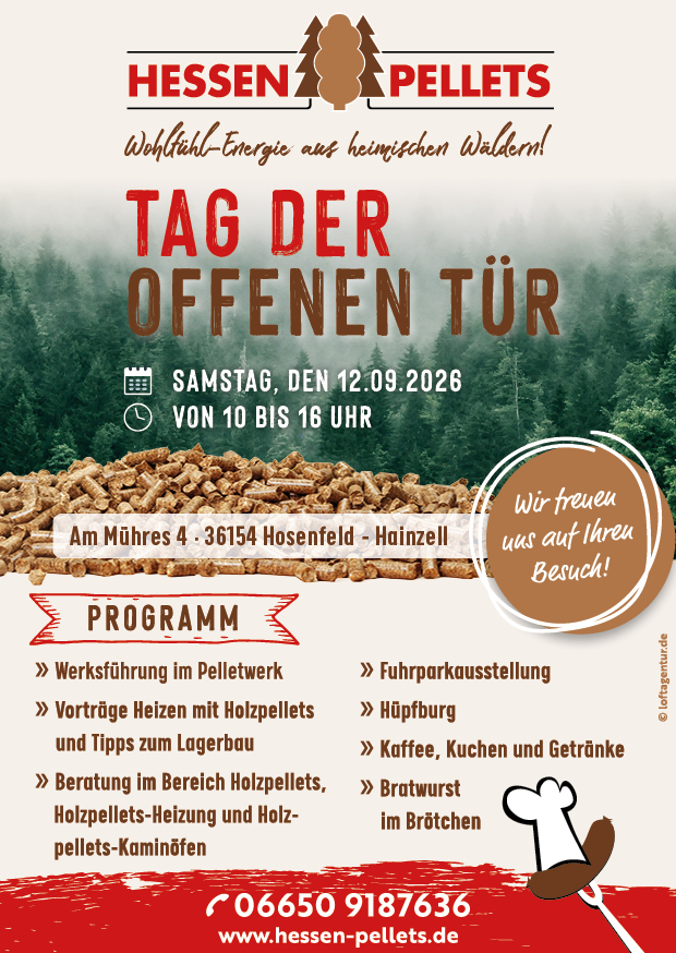 Tag der offenen Tür 2026 bei HessenPellets am 12.09.2026
